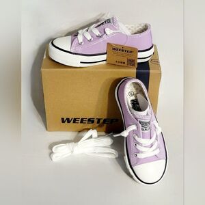 Weestep Kids Lace-up Canvas Sneaker + Extra Lace Purple Toddler Girls Size 9 NIB